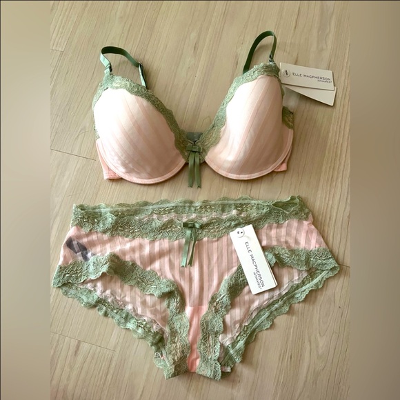ELLE MACPHERSON INTIMATES NWT Pink & Green Bra  34DD & Panty Set 💕 - Picture 11 of 11